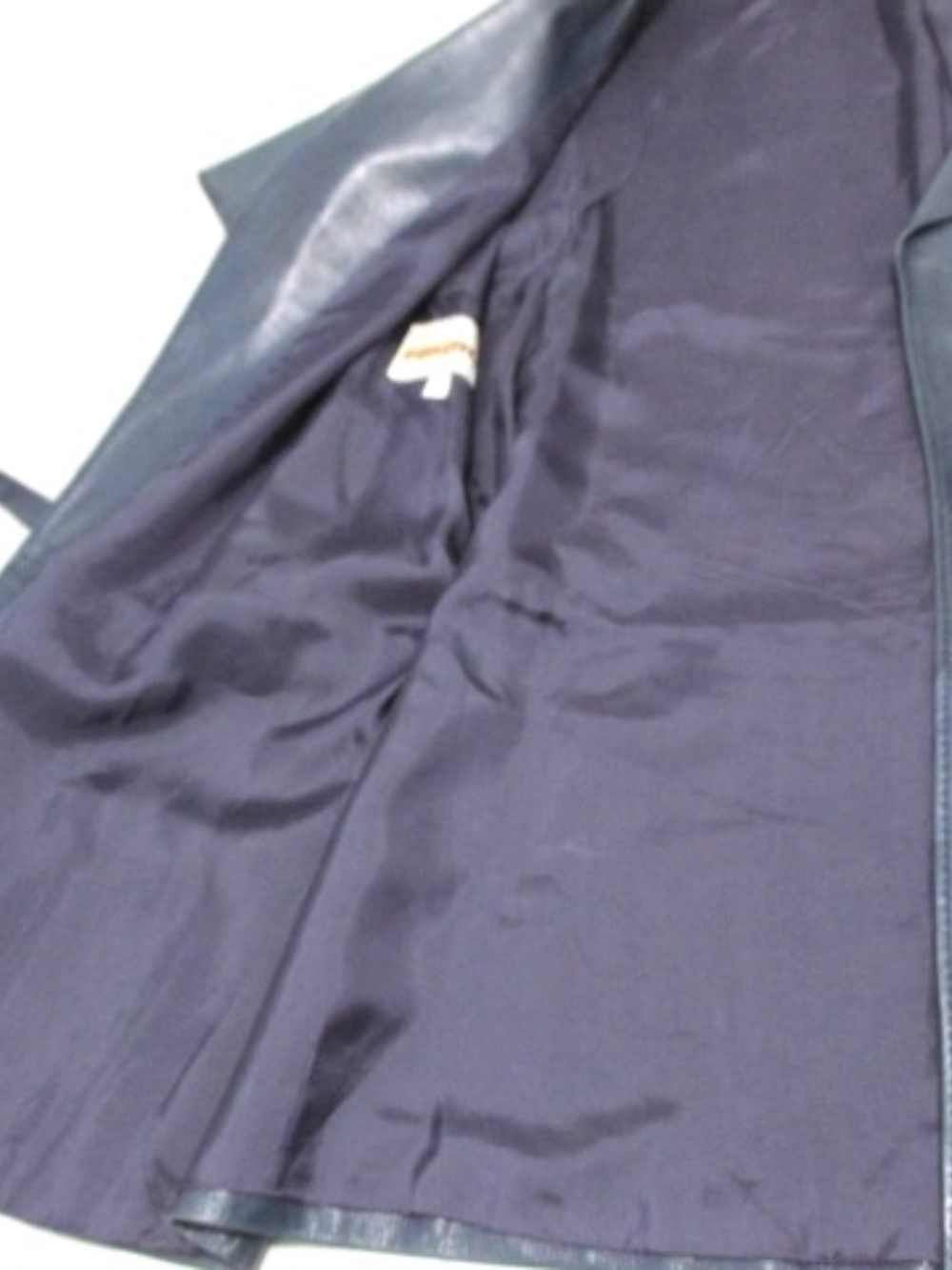 Pancaldi VTG Navy Open Front Belted Leather Jacket, Size XL - Picture 8 of 11